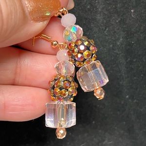 OMG EARRING-stunning square faceted crystals with gorgeous accents